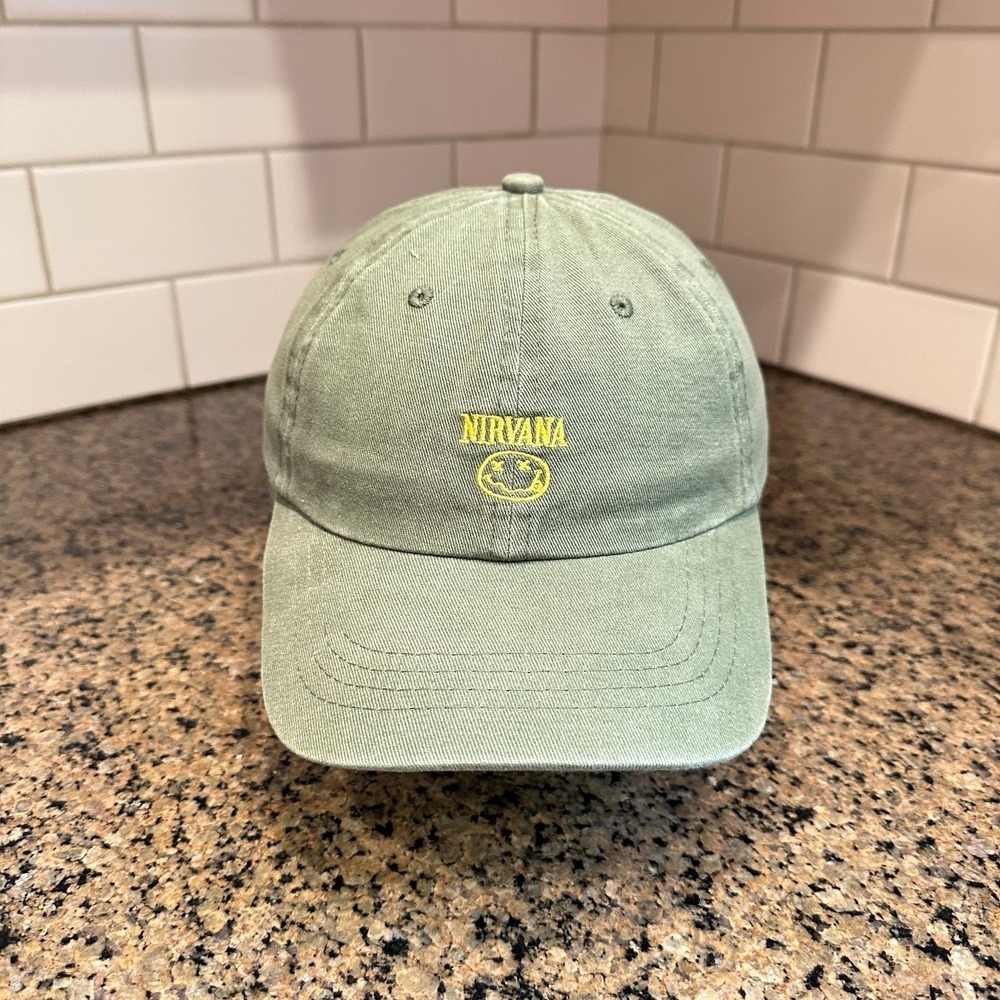 Nirvana Smiley Face Logo Cotton:On Dad Hat Baseball Cap Adjustable Green